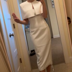 Like New- Club L London White Midi Dress with Cape